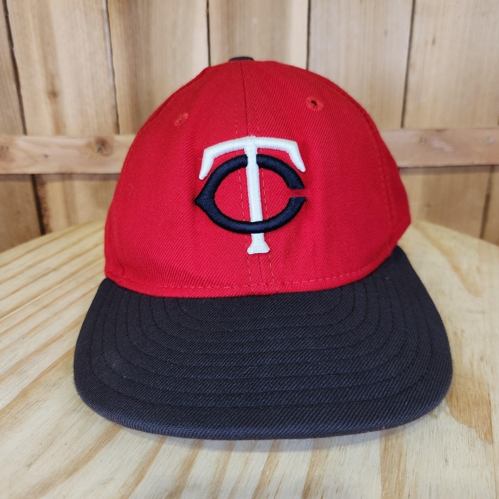 Vintage Minnesota Twins New Era 5950 Fitted USA Wool MLB Cap‎ Red Black 6 7/8